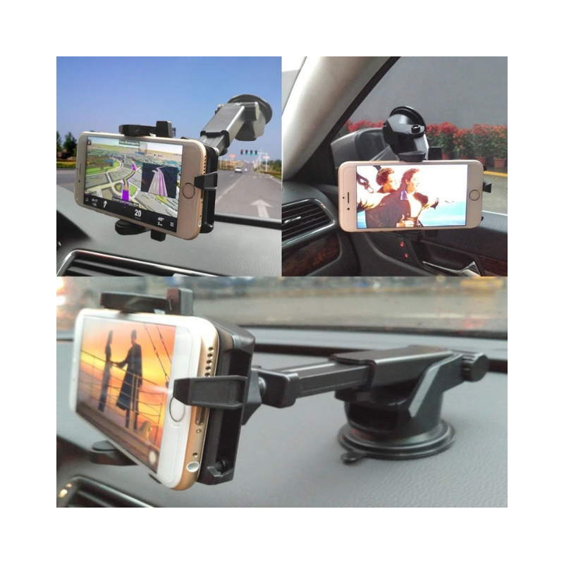 Universal Car Phone Holder 360° Windscreen Suction Mount - Adjustable GPS Stand Cradle with Strong Suction Cup