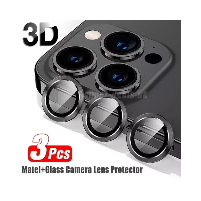 Full Cover Metal Ring Glass Camera Lens Protector for iPhone 11/12/13/14/15/16 Pro Max Mini – Scratch Resistant, HD Clarity and Anti-Knock Camera Lens Protector