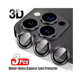 Full Cover Metal Ring Glass Camera Lens Protector for iPhone 11/12/13/14/15/16 Pro Max Mini – Scratch Resistant, HD Clarity and Anti-Knock Camera Lens Protector