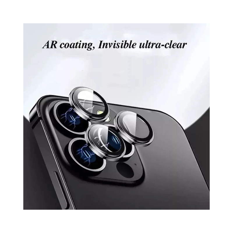 Full Cover Metal Ring Glass Camera Lens Protector for iPhone 11/12/13/14/15/16 Pro Max Mini – Scratch Resistant, HD Clarity and Anti-Knock Camera Lens Protector