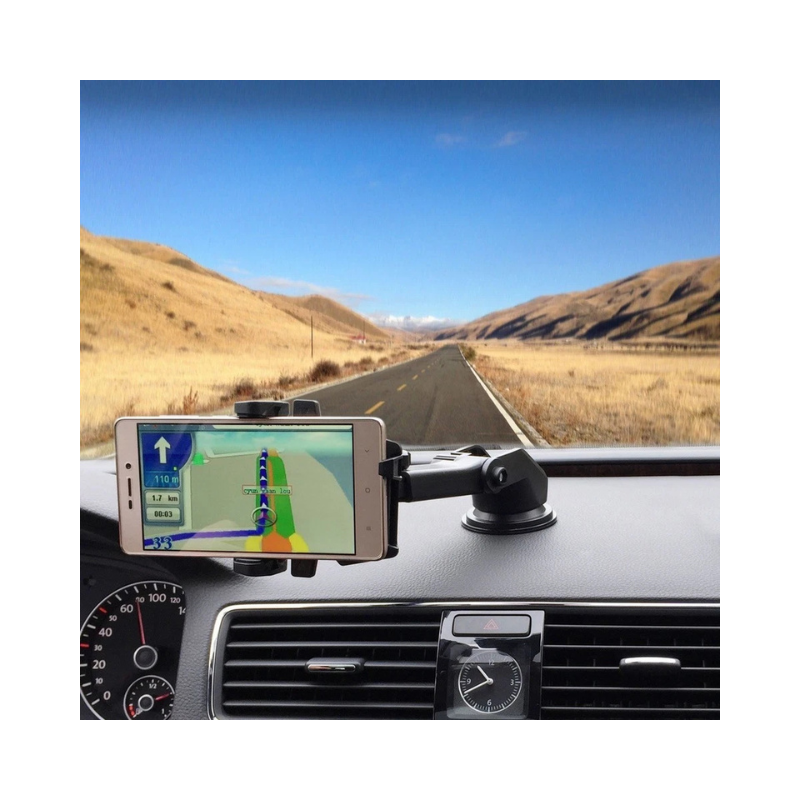 Universal Car Phone Holder 360° Windscreen Suction Mount - Adjustable GPS Stand Cradle with Strong Suction Cup