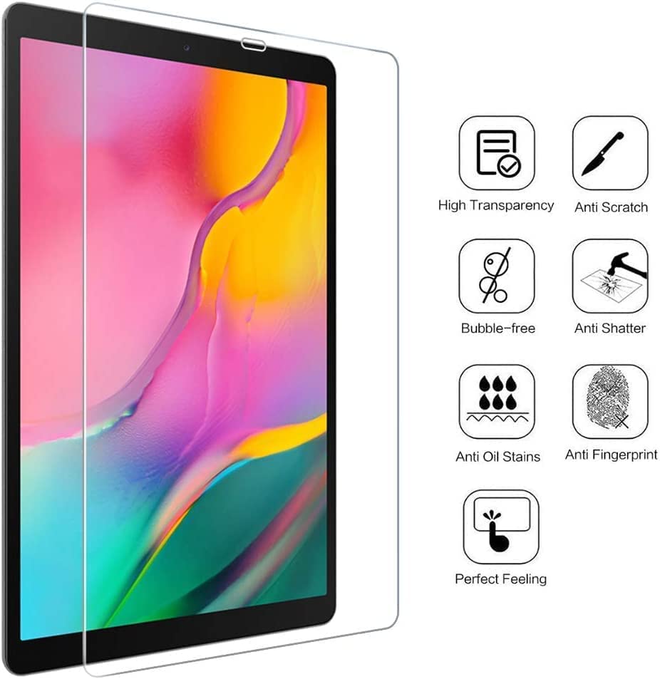 2 Pack Scratch Proof Samsung Galaxy Tab A 10.1" Screen Protector - Bubble Free, High Definition and Shatterproof Tempered Glass for Samsung Galaxy Tab A 10.1" 2019 Model (SM-T515/T510)