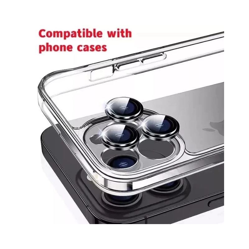Full Cover Metal Ring Glass Camera Lens Protector for iPhone 11/12/13/14/15/16 Pro Max Mini – Scratch Resistant, HD Clarity and Anti-Knock Camera Lens Protector