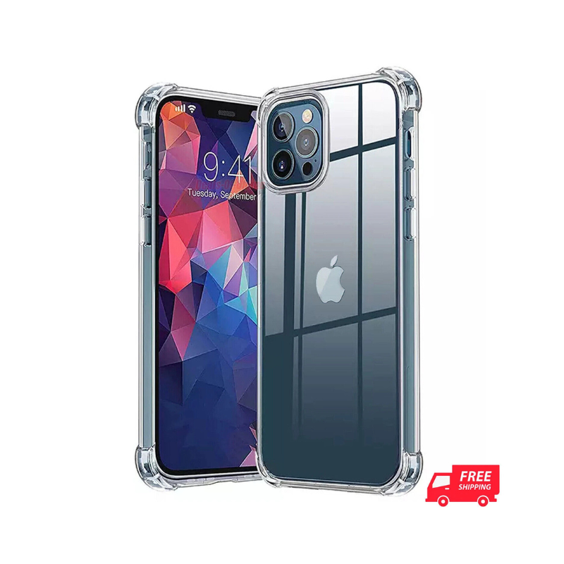 Clear Shockproof iPhone Case - Soft Silicone TPU Gel Cover for iPhone 16/15/14/13/12 Pro Max, 11, XR - Transparent Protective Phone Case