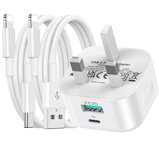 iPhone Charger and Plug - Apple iPhone Fast Charger Cable and Plug 25W Super Charge for iPhone 14/14 Plus/14 Pro/14 Pro Max/13/13 Pro/12 Pro/SE/11 Pro - 1M New Rapid USB C to PD Charging Lead and Plug