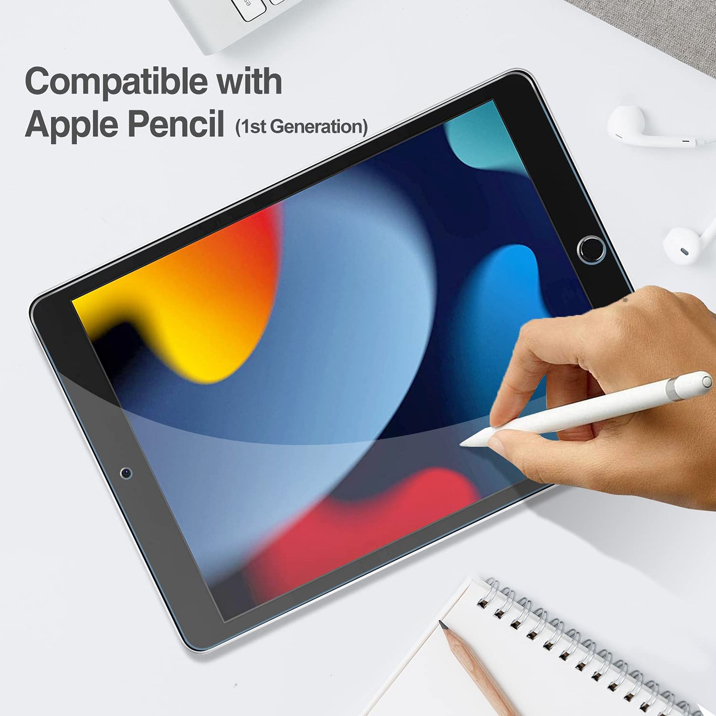 2 Pack iPad 10.2" Screen Protector - 9H Tempered Glass for iPad 10.2" (9th/8th/7th Gen) - Anti-Scratch and Clear iPad 10.2" Screen Protector