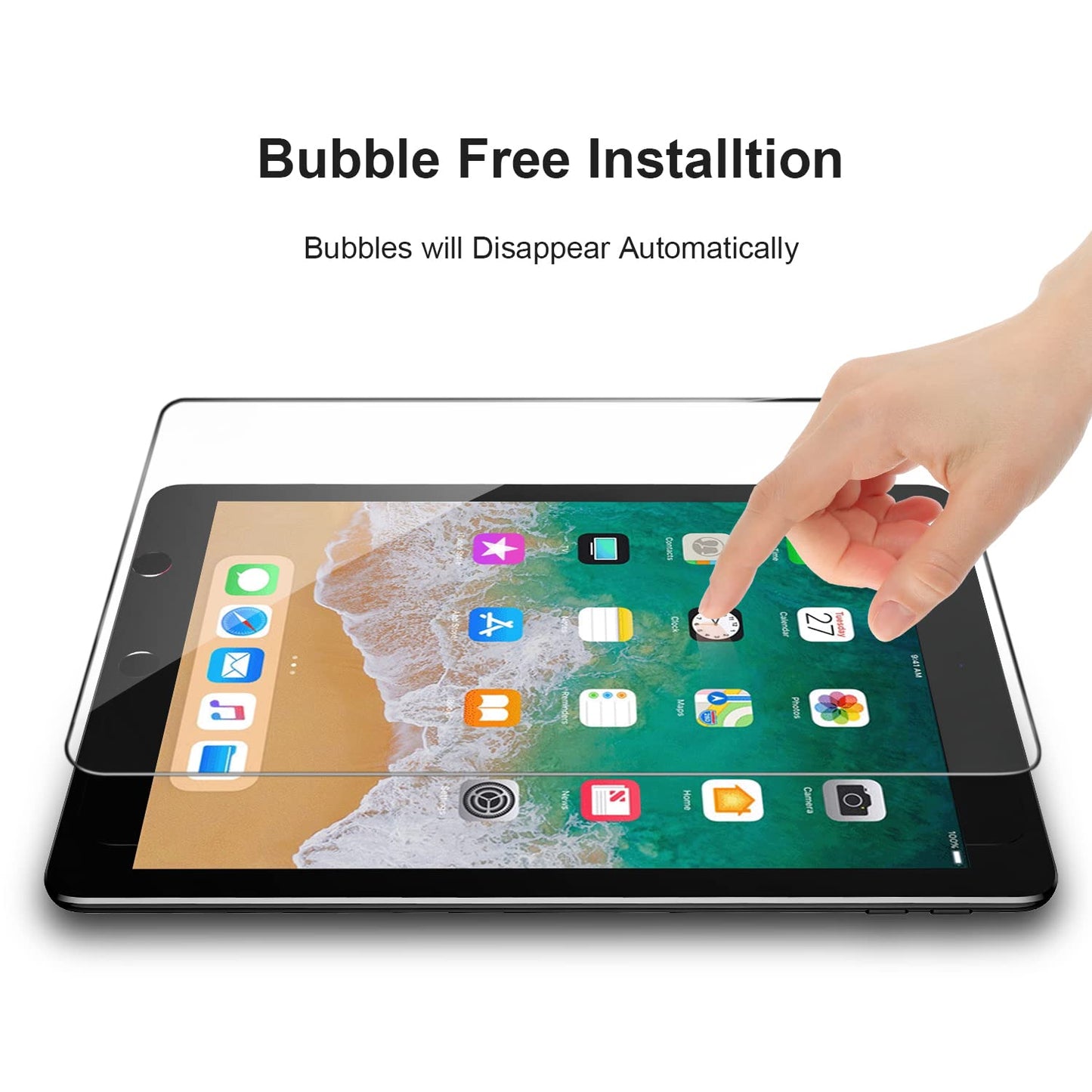 2 Pack Anti Scratch iPad/ iPad Pro 9.7" Screen Protector - Ultra Clear Tempered Glass for iPad Air 1/Air 2/Pro/6th/5th Gen