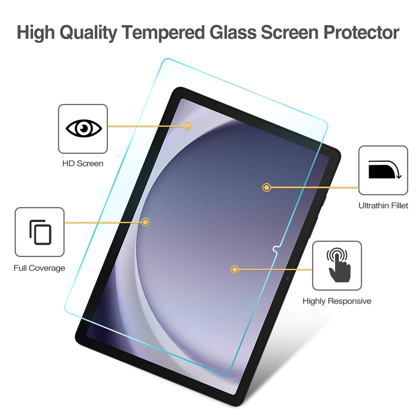 2 Pack Galaxy Tab A9 Plus 11" 2023 Screen Protector - Tempered Glass Screen Film Guard for 11" Galaxy Tab A9+ Plus Tablet (SM-X210/X215/X216/X218)