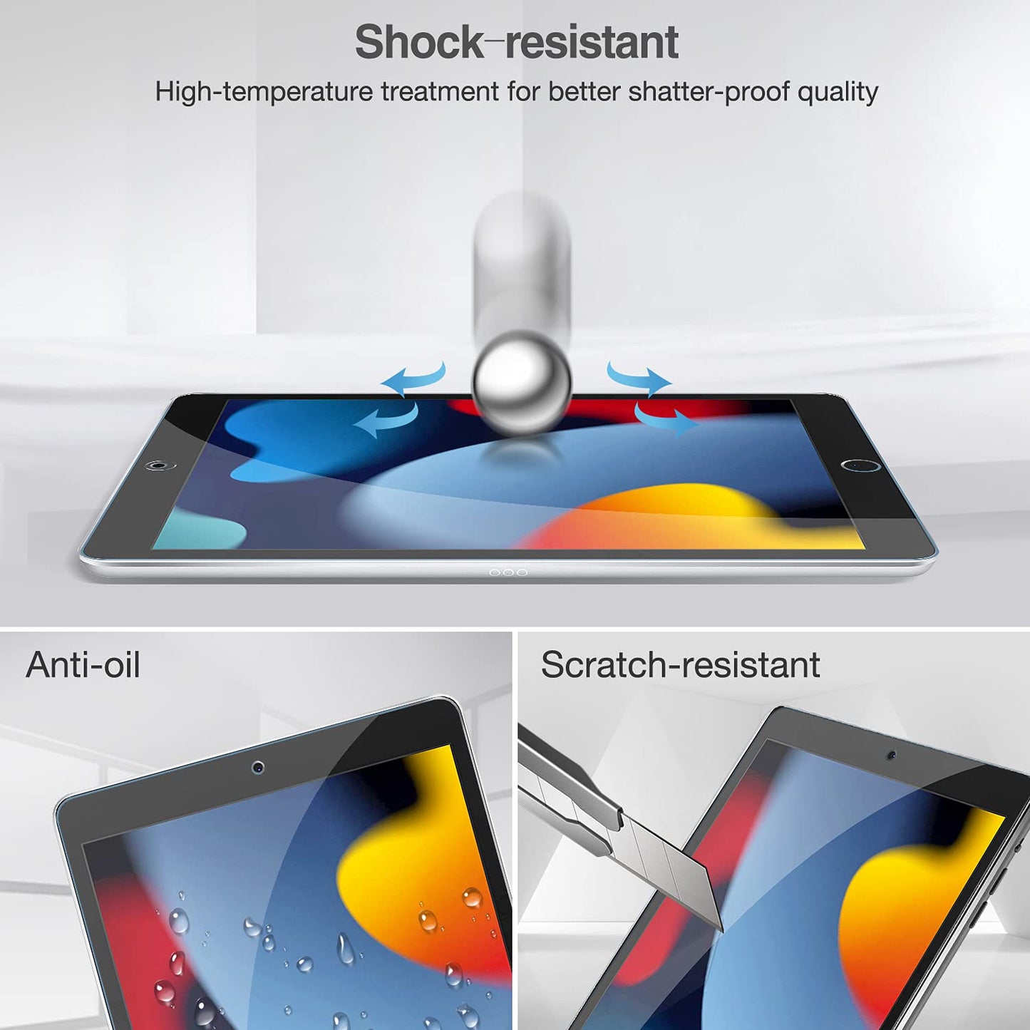 2 Pack iPad 10.2" Screen Protector - 9H Tempered Glass for iPad 10.2" (9th/8th/7th Gen) - Anti-Scratch and Clear iPad 10.2" Screen Protector