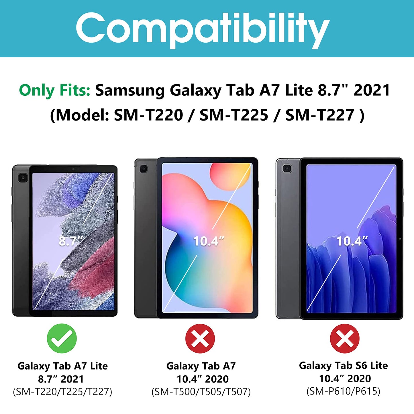 2 Pack Samsung Galaxy Tab A7 Lite 8.7" Screen Protector - 9H HD Clear Tempered Glass for Galaxy Tab A7 Lite 8.7" 2021 Model (SM-T220/T225/T227)