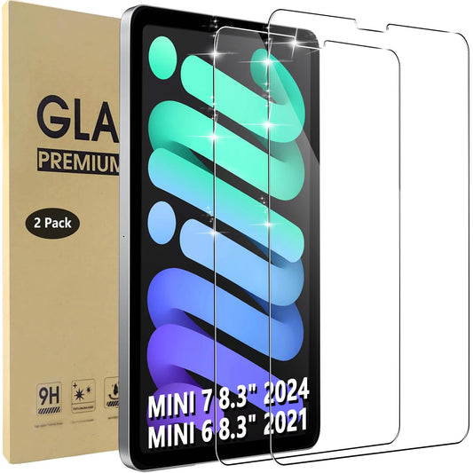 2 Pack iPad Mini 7 (A17 Pro) & Mini 6 Screen Protector (7th/6th Gen 2024/2021) - Premium Anti-Scratch 8.3" Tempered Glass