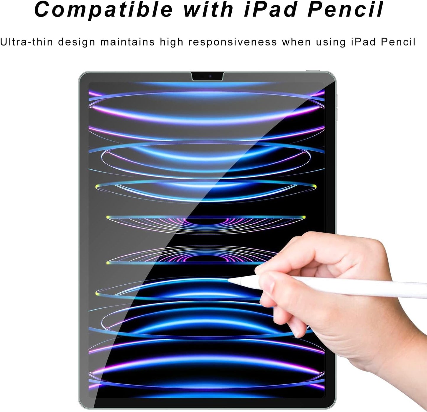 2 Pack iPad Pro 12.9" Screen Protector - Face ID Compatible and 9H Tempered Glass for 6th/5th/4th/3rd Gen (2022-2018) - 2 Pack Anti-Scratch iPad 12.9'' Screen Protector