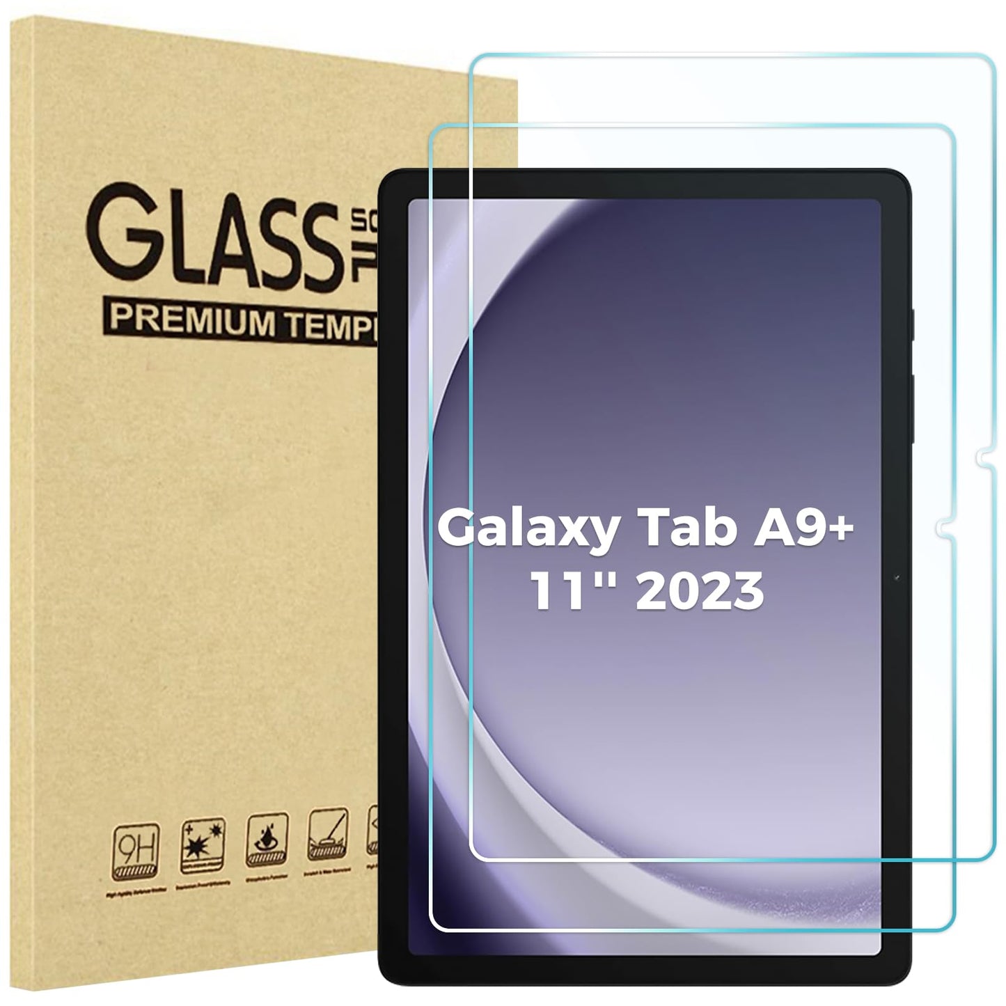 2 Pack Galaxy Tab A9 Plus 11" 2023 Screen Protector - Tempered Glass Screen Film Guard for 11" Galaxy Tab A9+ Plus Tablet (SM-X210/X215/X216/X218)