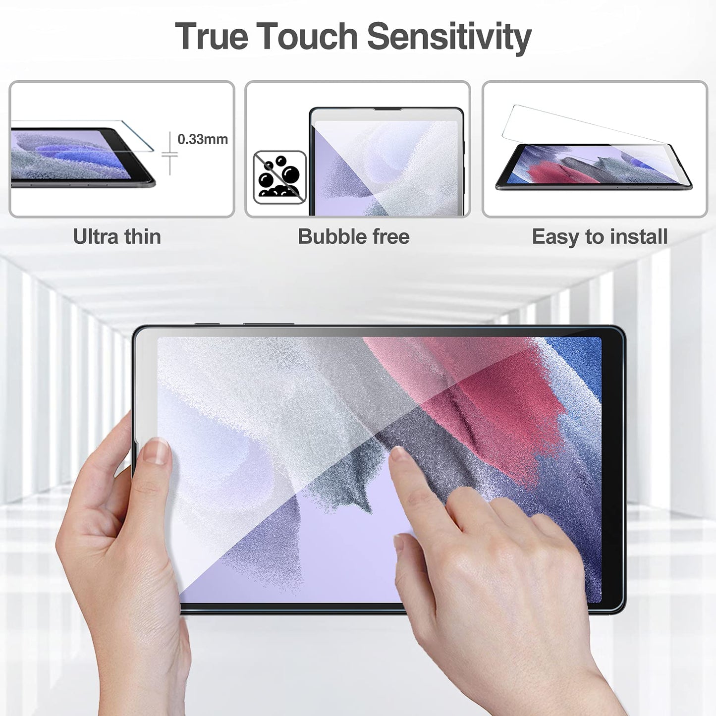 2 Pack Samsung Galaxy Tab A7 Lite 8.7" Screen Protector - 9H HD Clear Tempered Glass for Galaxy Tab A7 Lite 8.7" 2021 Model (SM-T220/T225/T227)