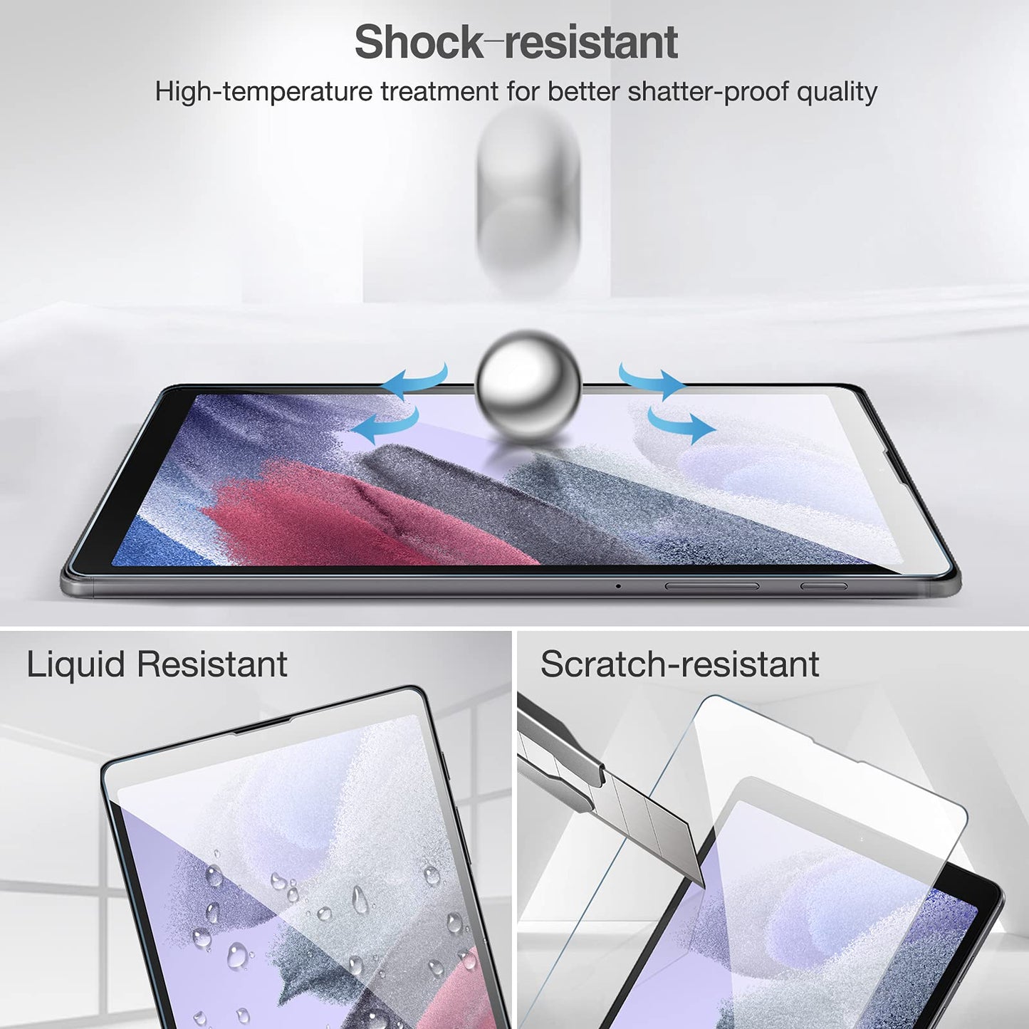 2 Pack Samsung Galaxy Tab A7 Lite 8.7" Screen Protector - 9H HD Clear Tempered Glass for Galaxy Tab A7 Lite 8.7" 2021 Model (SM-T220/T225/T227)