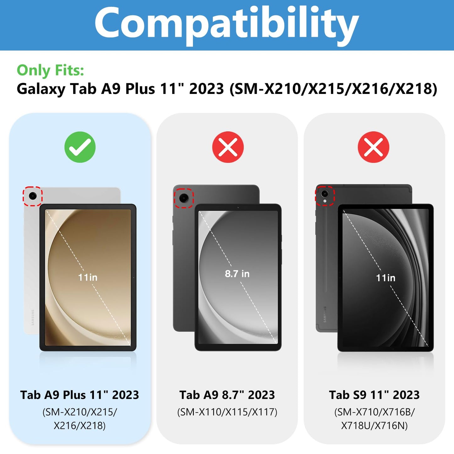 2 Pack Galaxy Tab A9 Plus 11" 2023 Screen Protector - Tempered Glass Screen Film Guard for 11" Galaxy Tab A9+ Plus Tablet (SM-X210/X215/X216/X218)