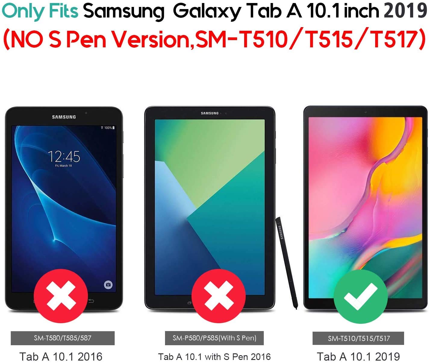 2 Pack Scratch Proof Samsung Galaxy Tab A 10.1" Screen Protector - Bubble Free, High Definition and Shatterproof Tempered Glass for Samsung Galaxy Tab A 10.1" 2019 Model (SM-T515/T510)