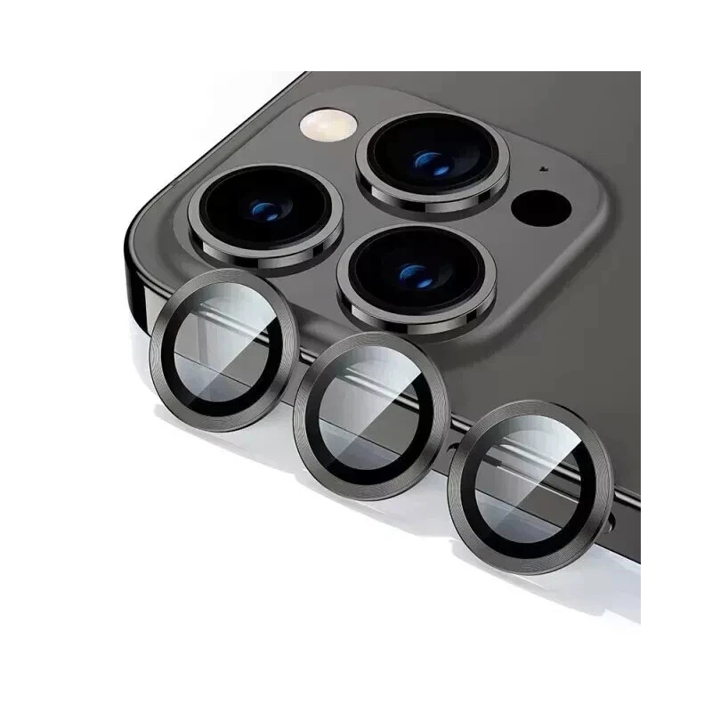 Full Cover Metal Ring Glass Camera Lens Protector for iPhone 11/12/13/14/15/16 Pro Max Mini – Scratch Resistant, HD Clarity and Anti-Knock Camera Lens Protector