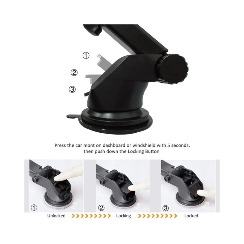 Universal Car Phone Holder 360° Windscreen Suction Mount - Adjustable GPS Stand Cradle with Strong Suction Cup