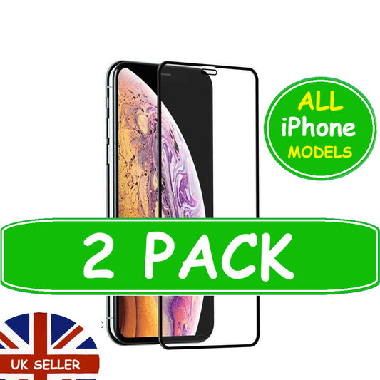 2-Pack iPhone 16/15/14/13/12/11 Pro Max Tempered Glass Screen Protector - 9H Hardness Anti-Fingerprint