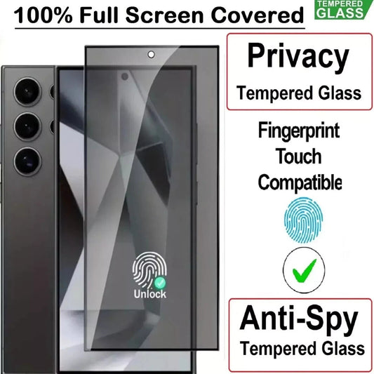 Samsung Galaxy S25/S24 Ultra Plus Privacy Tempered Glass Screen Protector - Anti-Spy with Fingerprint Support