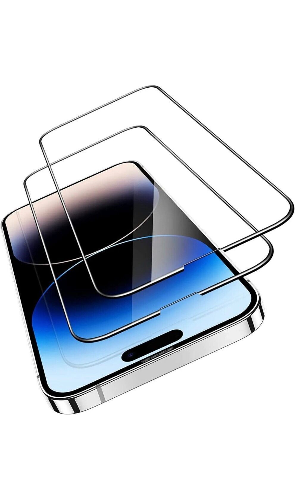 2-Pack iPhone 16/15/14/13/12/11 Pro Max Tempered Glass Screen Protector - 9H Hardness Anti-Fingerprint