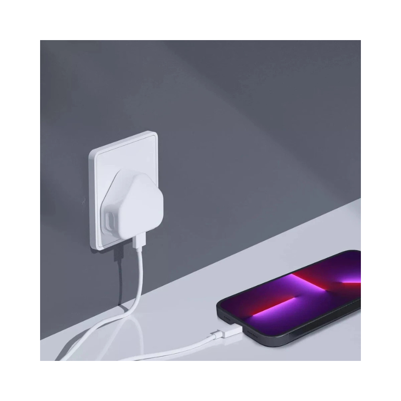 UK 3-Pin Mains Wall Charger - Single Port USB Adapter for iPhone, Smartphones & Tablets