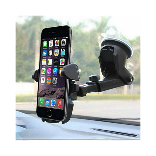 Universal Car Phone Holder 360° Windscreen Suction Mount - Adjustable GPS Stand Cradle with Strong Suction Cup