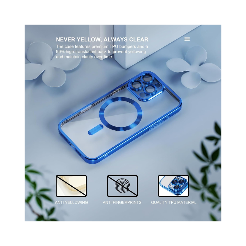 iPhone 16 Pro Max Case 6.9" for Women & Girls | MagSafe Compatible and Anti-Yellow Clear Soft Case | Military Grade Protection, Plated Edges and Camera Lens Cover for iPhone 16 Pro Max