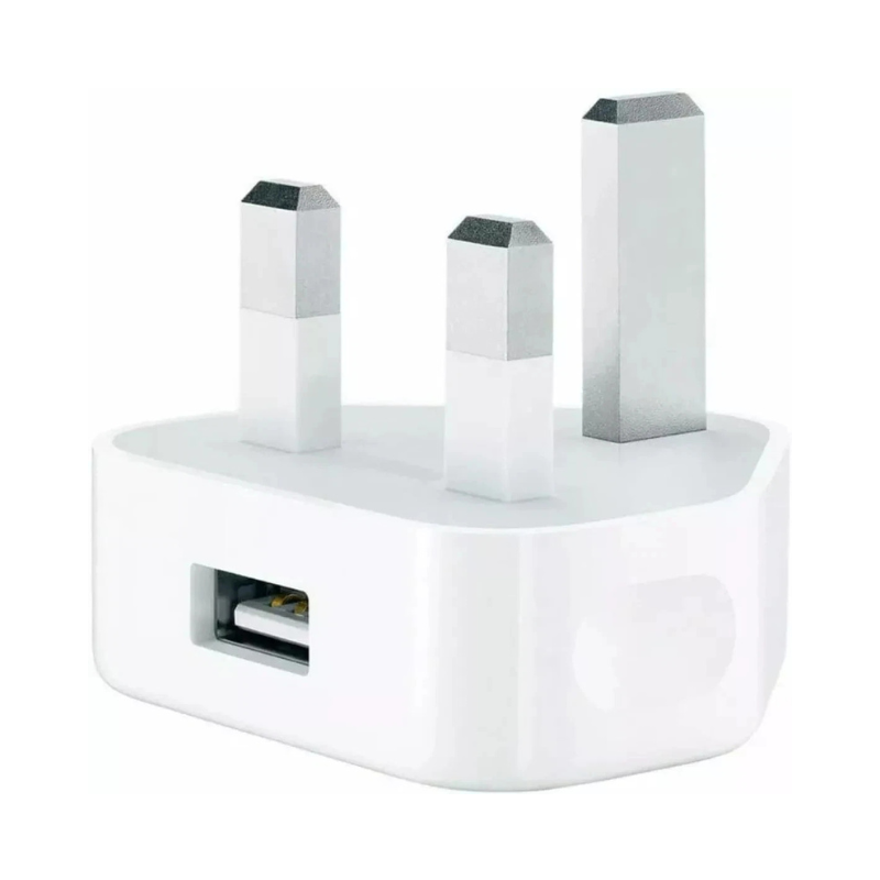 UK 3-Pin Mains Wall Charger - Single Port USB Adapter for iPhone, Smartphones & Tablets