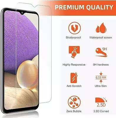 For Samsung Galaxy A32 5G Case Clear Gel Cover & Tempered Glass Screen Protector