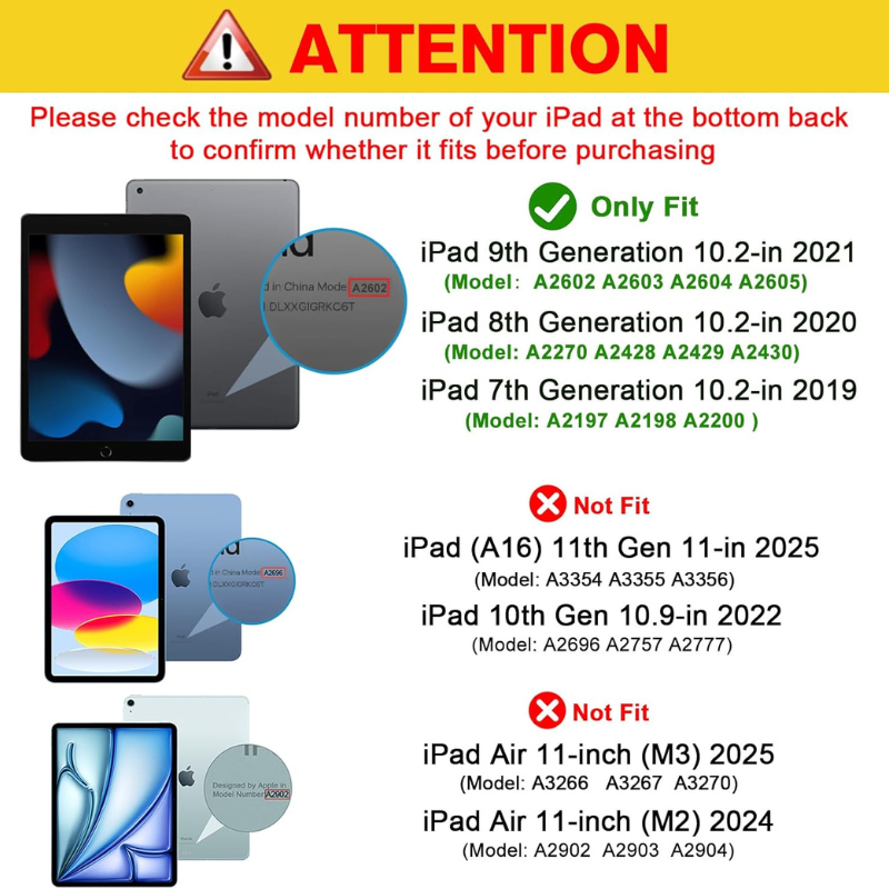 Smart Leather Case for iPad 11th & 10th Gen, iPad 10.2 (7th–9th Gen), iPad 9.7 – Slim Stand Cover with Auto Sleep/Wake