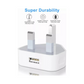 UK 3-Pin Mains Wall Charger - Single Port USB Adapter for iPhone, Smartphones & Tablets