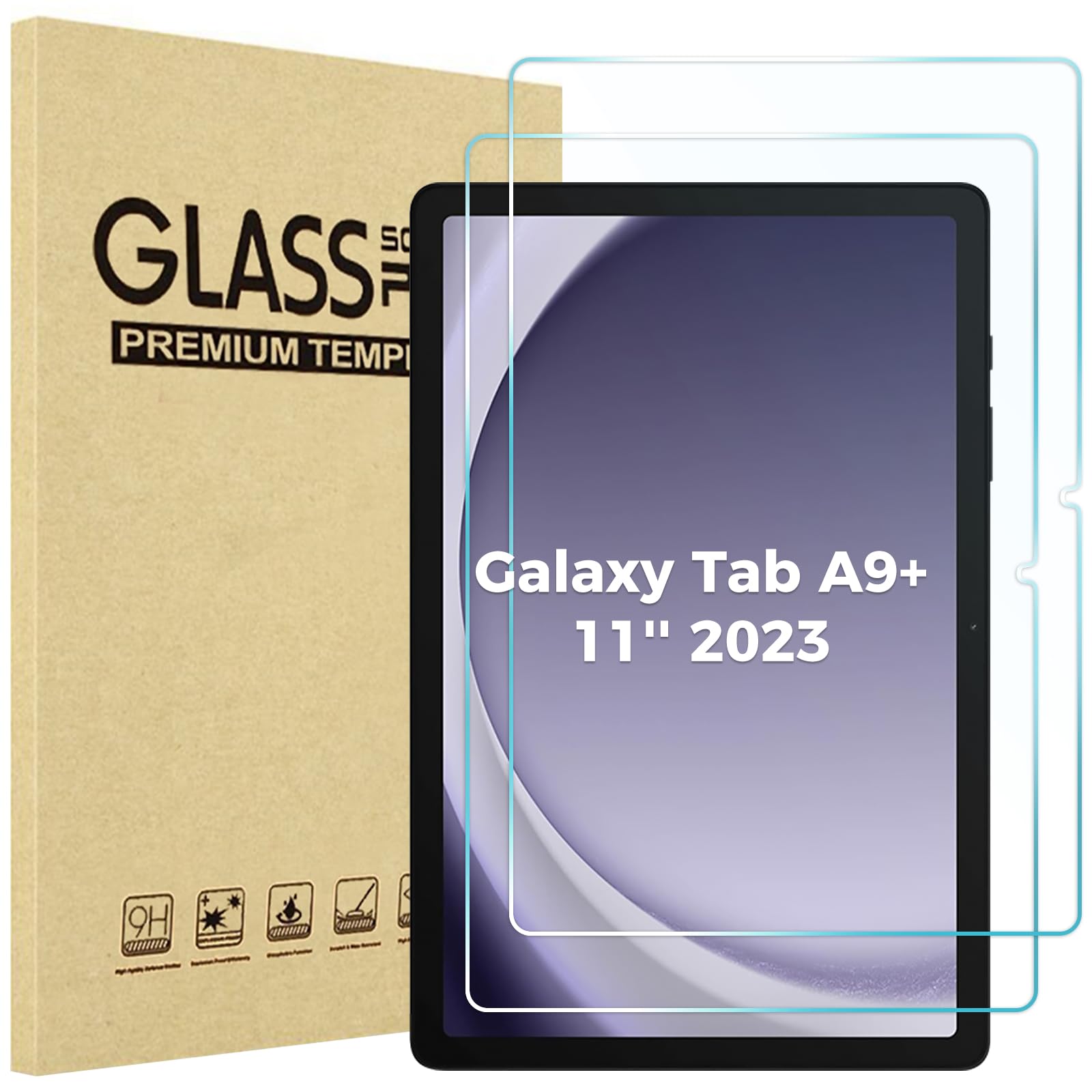 2 Pack Galaxy Tab A9 Plus 11" 2023 Screen Protector - Tempered Glass Screen Film Guard for 11" Galaxy Tab A9+ Plus Tablet (SM-X210/X215/X216/X218)