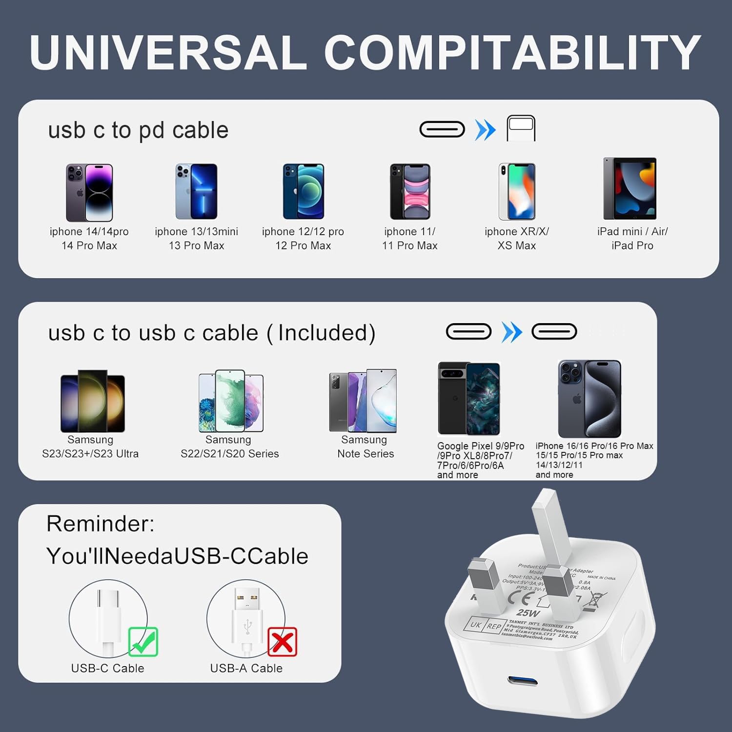 iPhone 16 Charger - Apple 15 USB C Fast Charger Cable and Plug 25W Super Quick Charge for New iPhone 16e 16 Plus 16 Pro 16 Pro Max 15 Plus 15 Pro Max - 1M Rapid Type C to USBC Charging Lead and Head