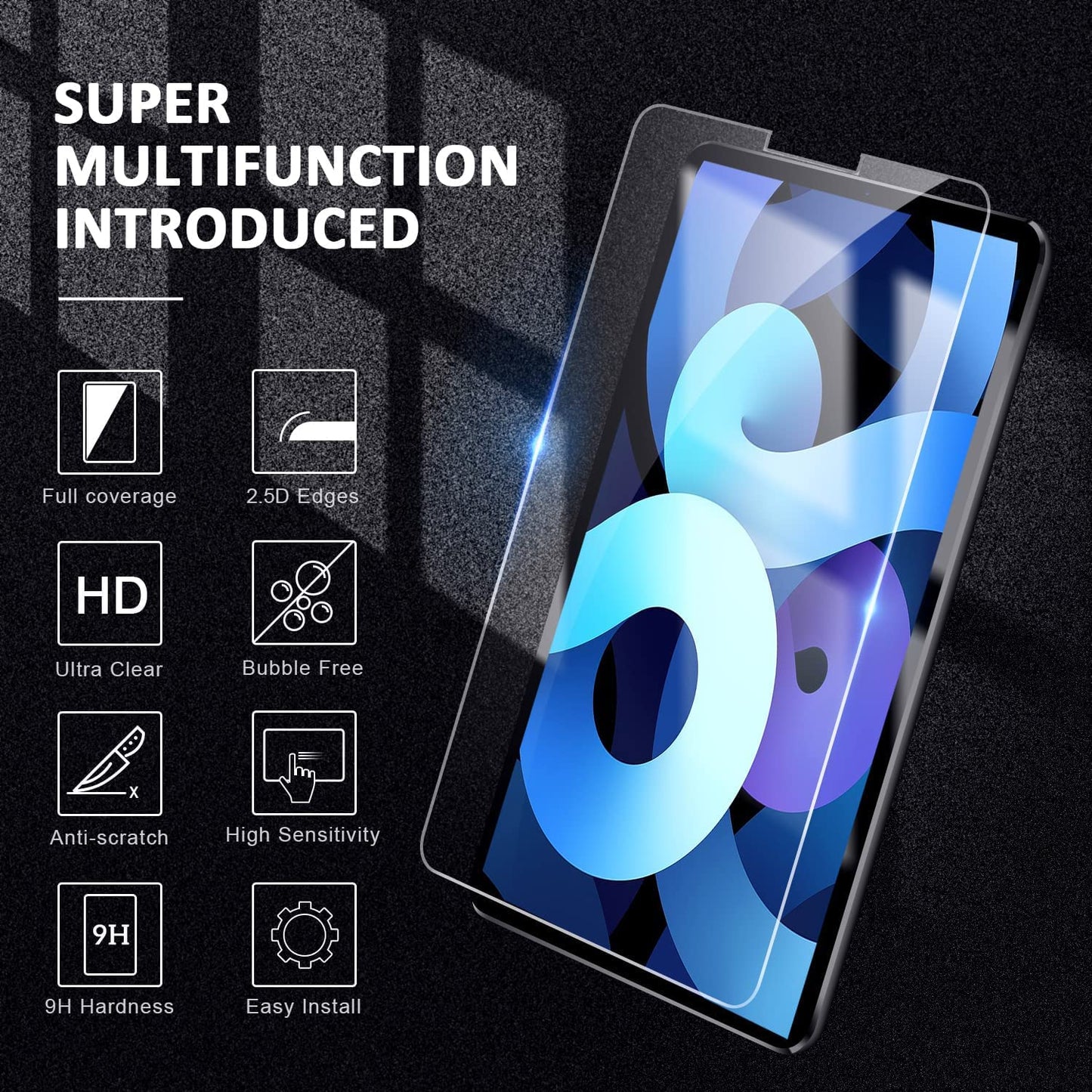 2 Pack iPad Air 5th/4th Gen & iPad Pro 11" Screen Protector - 9H Hardness and Ultra Clear Tempered Glass for iPad Air/ iPad Pro (10.9"/11")