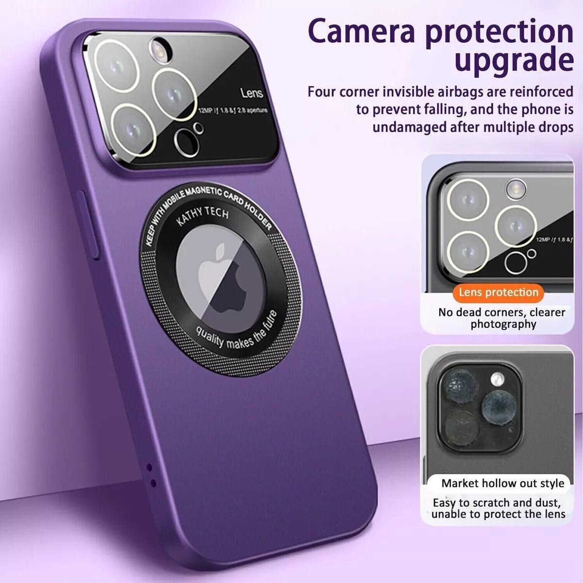 NEW iPhone 15 14 Pro Max 13 MagSafe Case Glass Lens Protector Window Matte Cover