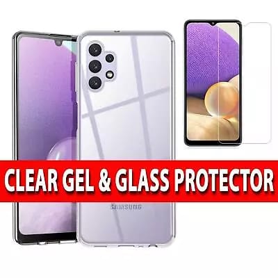 For Samsung Galaxy A32 5G Case Clear Gel Cover & Tempered Glass Screen Protector