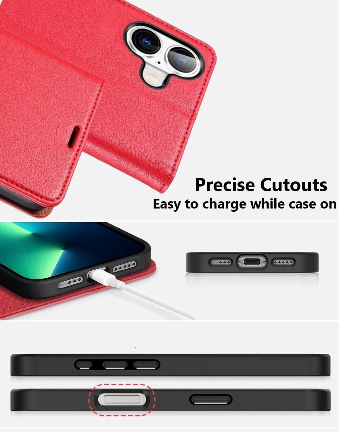 iPhone 16e / 16/15/14/13/12/11 (Pro/Pro Max/X/XS/XR/SE) Leather Wallet Case - Magnetic Flip Cover with Card Slots & Kickstand