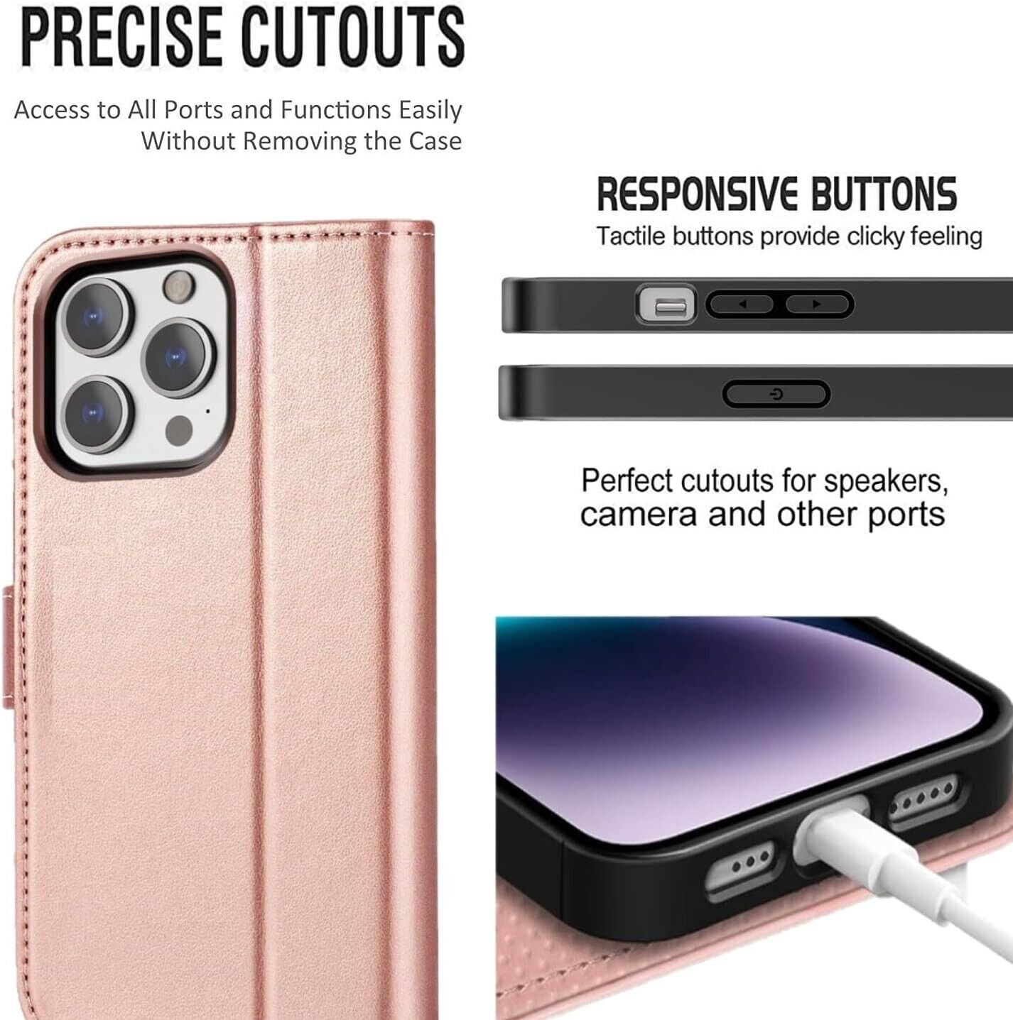 iPhone 16e / 16/15/14/13/12/11 (Pro/Pro Max/X/XS/XR/SE) Leather Wallet Case - Magnetic Flip Cover with Card Slots & Kickstand