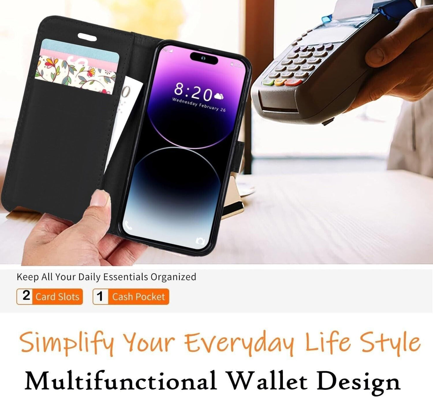 iPhone 16e / 16/15/14/13/12/11 (Pro/Pro Max/X/XS/XR/SE) Leather Wallet Case - Magnetic Flip Cover with Card Slots & Kickstand