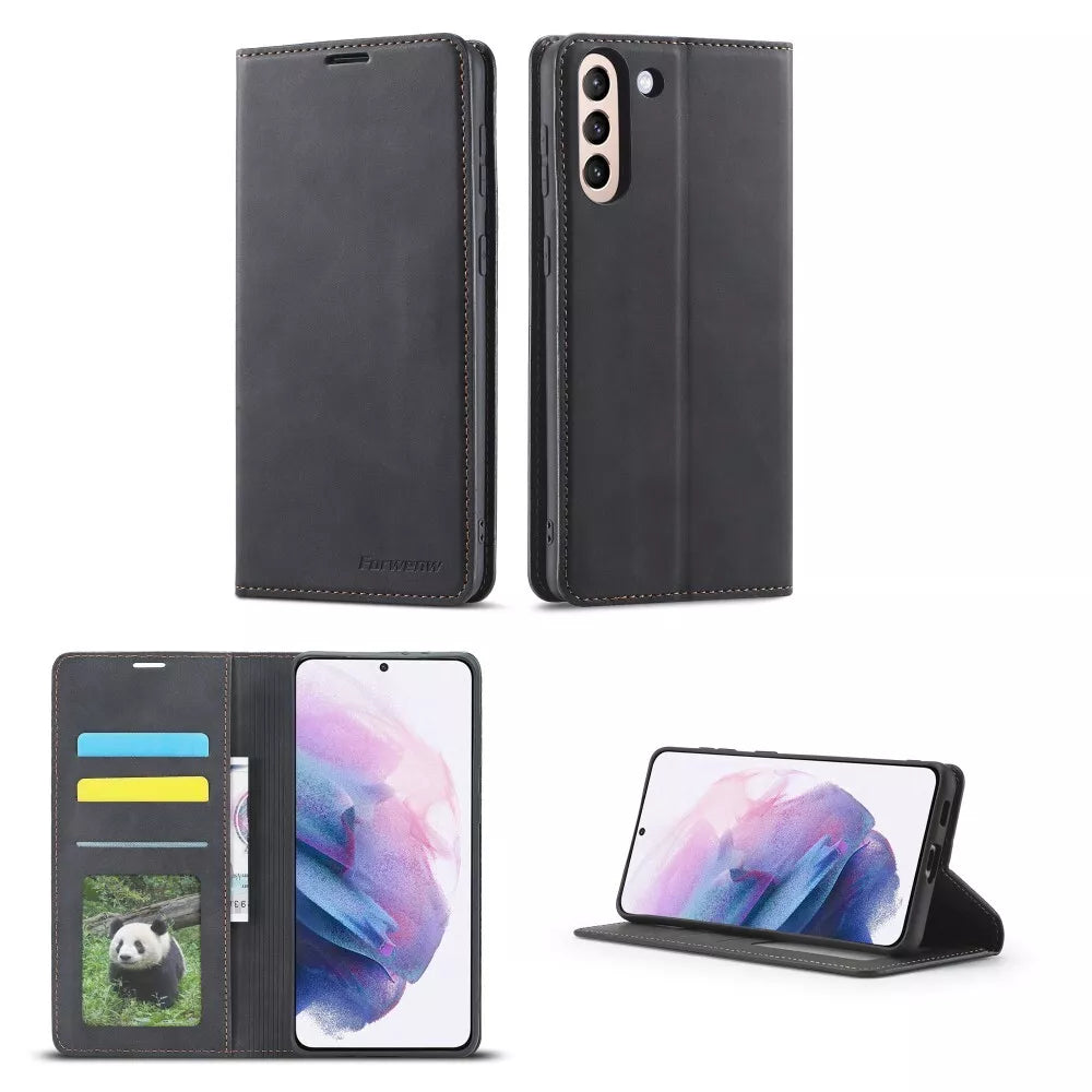 For Samsung S25 S24 FE S23 S24 Leather Wallet Flip Case Stand Phone Cover Luxury
