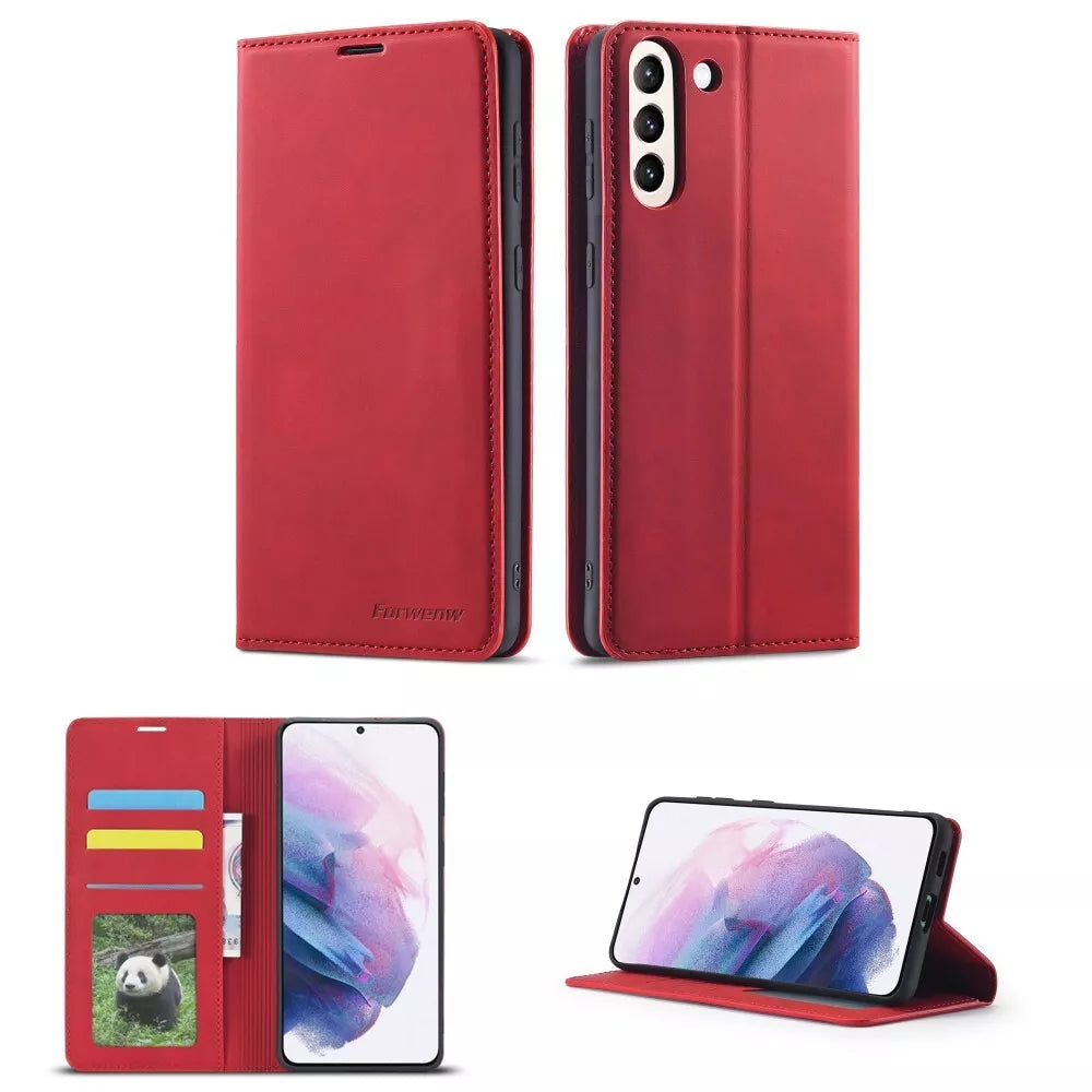For Samsung S25 S24 FE S23 S24 Leather Wallet Flip Case Stand Phone Cover Luxury