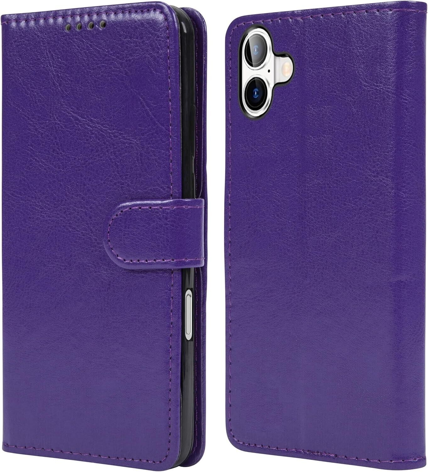 iPhone 16e / 16/15/14/13/12/11 (Pro/Pro Max/X/XS/XR/SE) Leather Wallet Case - Magnetic Flip Cover with Card Slots & Kickstand