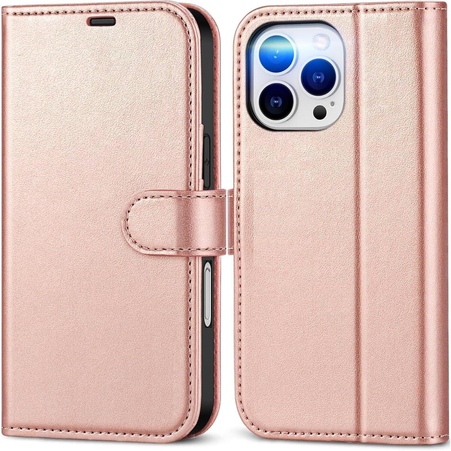iPhone 16e / 16/15/14/13/12/11 (Pro/Pro Max/X/XS/XR/SE) Leather Wallet Case - Magnetic Flip Cover with Card Slots & Kickstand