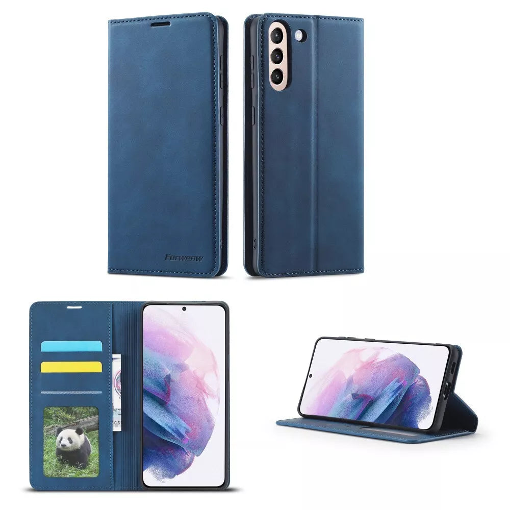 For Samsung S25 S24 FE S23 S24 Leather Wallet Flip Case Stand Phone Cover Luxury