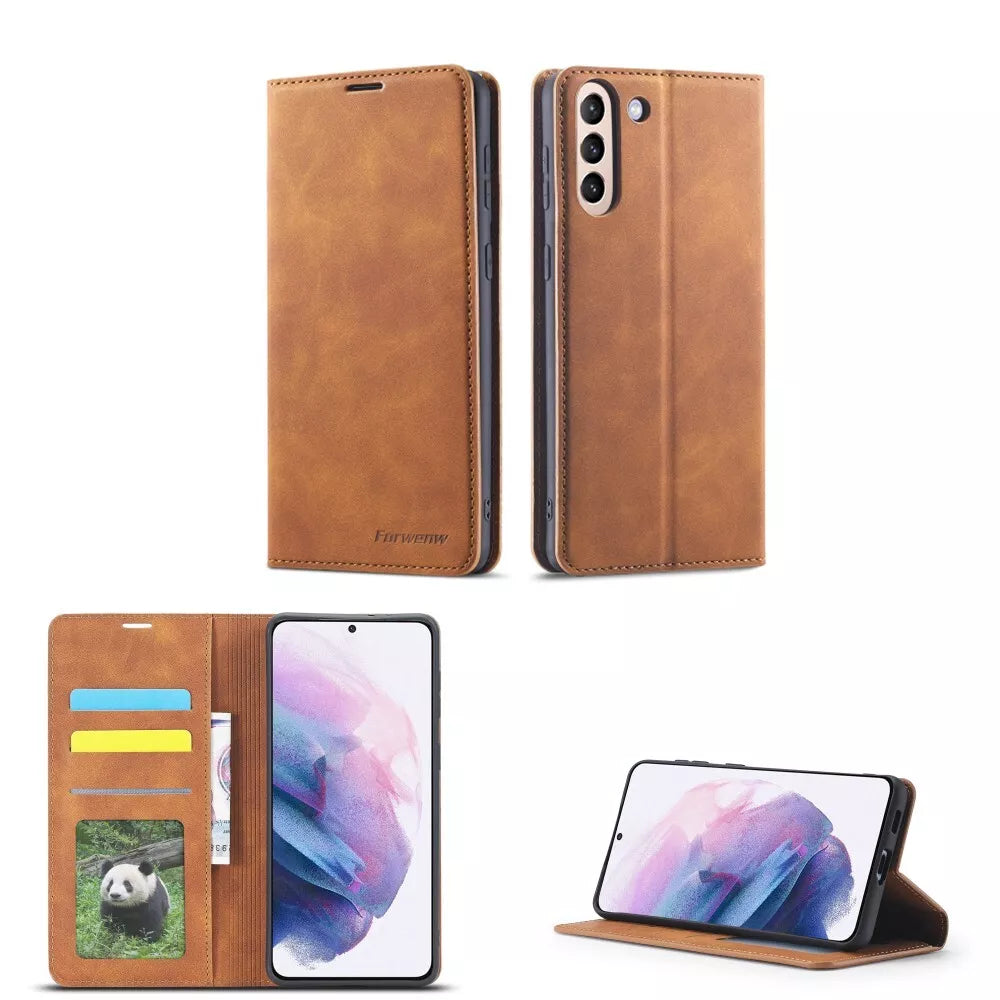 For Samsung S25 S24 FE S23 S24 Leather Wallet Flip Case Stand Phone Cover Luxury