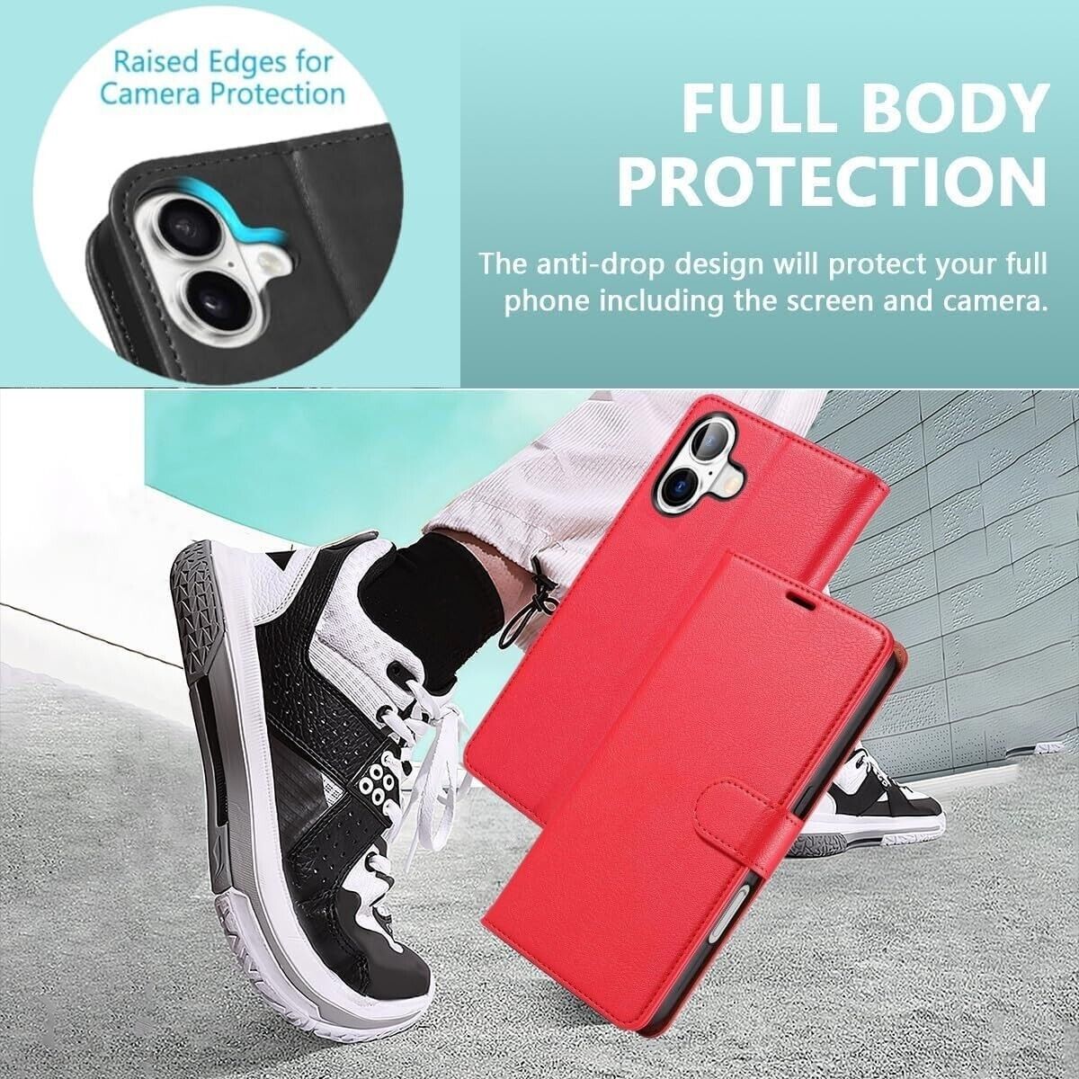 iPhone 16e / 16/15/14/13/12/11 (Pro/Pro Max/X/XS/XR/SE) Leather Wallet Case - Magnetic Flip Cover with Card Slots & Kickstand