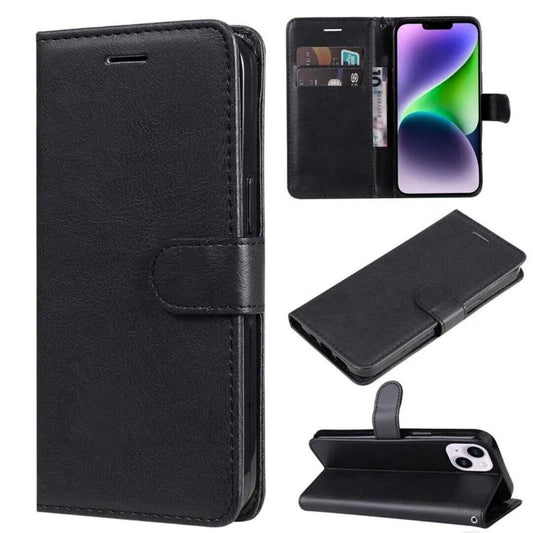 iPhone 16e / 16/15/14/13/12/11 (Pro/Pro Max/X/XS/XR/SE) Leather Wallet Case - Magnetic Flip Cover with Card Slots & Kickstand