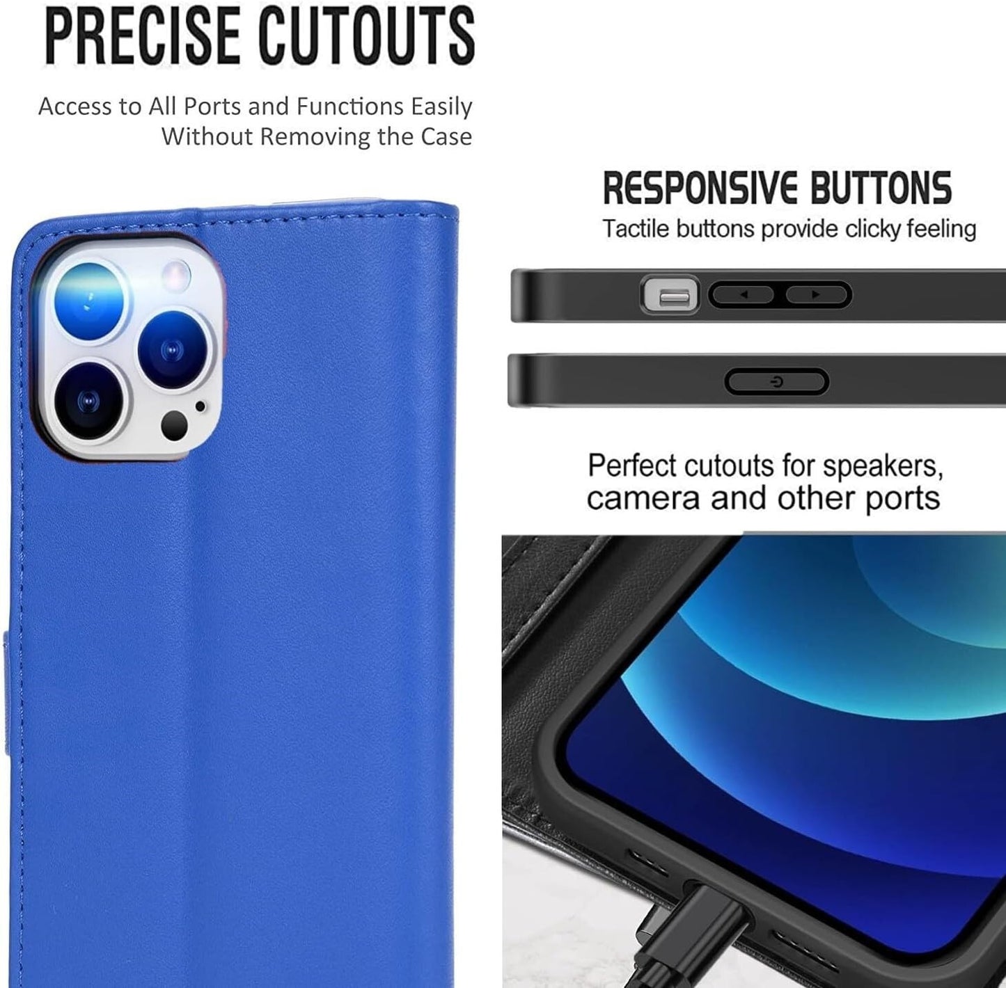 iPhone 16e / 16/15/14/13/12/11 (Pro/Pro Max/X/XS/XR/SE) Leather Wallet Case - Magnetic Flip Cover with Card Slots & Kickstand